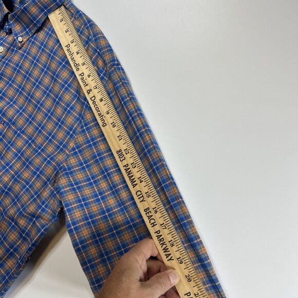 Coastal Cotton Plaid Long Sleeve Classic Fit Blue/Org Button Down Shirt Mens XXL - Picture 10 of 10
